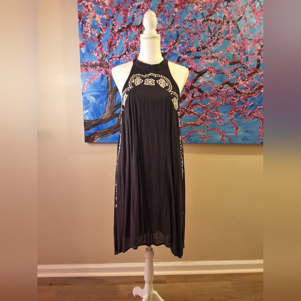 Embroidered Black Dress